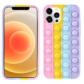 Чохол антистрес Pop It для Apple iPhone 12 Pro силіконовий Поп Іт, Bubble, Рожевий