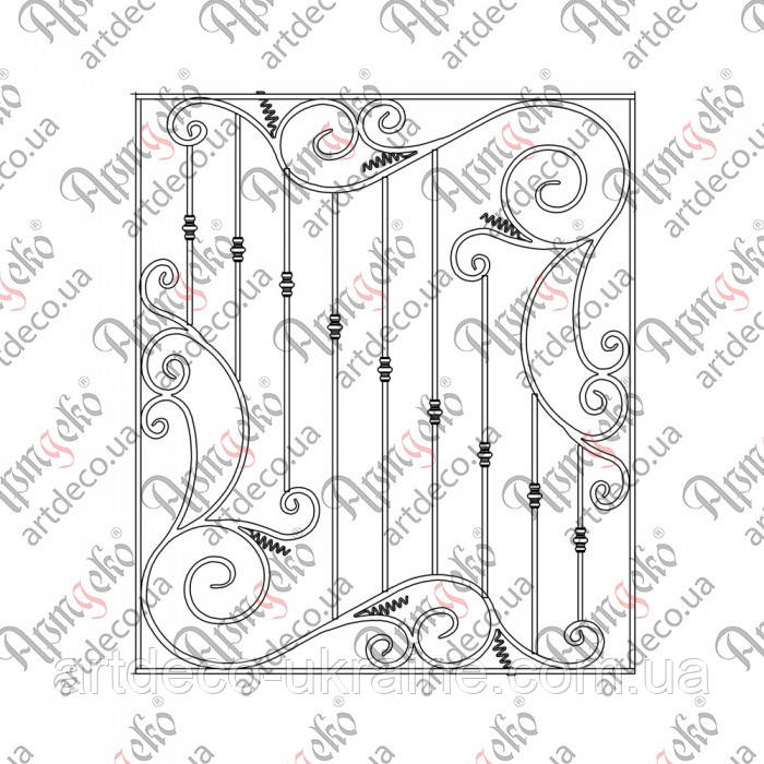 Решітка на вікно. КОМПЛЕКТ ЕЛЕМЕНТІВ 1400х1600, фото 1