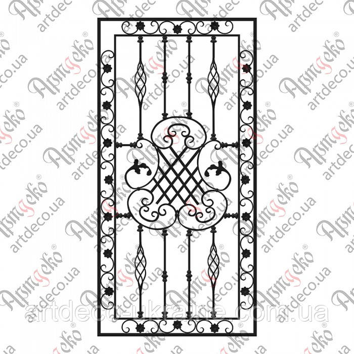Кована решітка на вікно 1000х2000 КОМПЛЕКТ ЕЛЕМЕНТІВ, фото 1