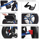 Дитячий триколісний велосипед Turbo trike M 4058-1,кол.гума (12/10) поворот,світло,ре кермо, синій, фото 7