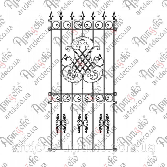 Кована решітка 980х2140 КОМПЛЕКТ ЕЛЕМЕНТІВ, фото 1