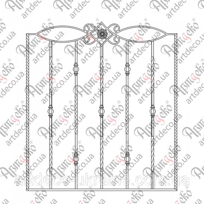 Кована решітка на вікно 960х1075 КОМПЛЕКТ ЕЛЕМЕНТІВ, фото 1