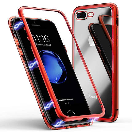 Чохол накладка xCase для iPhone 7 Plus/8 Plus Magnetic Case прозорий червоний, фото 1