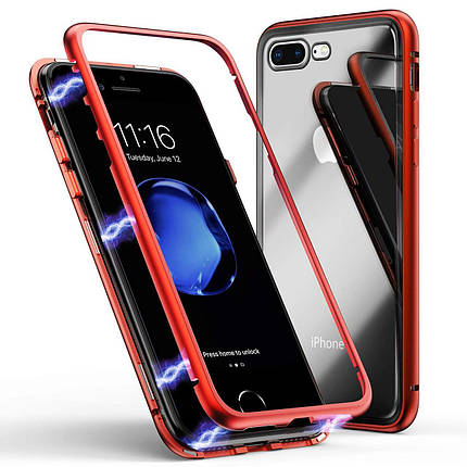 Чохол накладка xCase для iPhone 7 Plus/8 Plus Magnetic Case прозорий червоний, фото 2