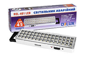 Акумуляторний аварійний світильник Delux REL-401LED (3.7V1,5Ah) 45 LED 3Вт