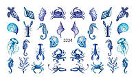 Водный Слайдер дизайн фото дизайн плоский для ногтей с яркой печатью морские животные