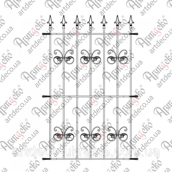 Ковані грати на вікна 850х1500 КОМПЛЕКТ ЕЛЕМЕНТІВ, фото 1