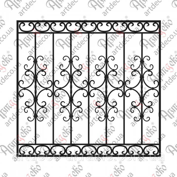 Кована решітка на вікно 1245х1180 КОМПЛЕКТ ЕЛЕМЕНТІВ, фото 1