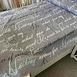 Бязь Gold з написами на сірому фоні, ширина 220 см, фото 3