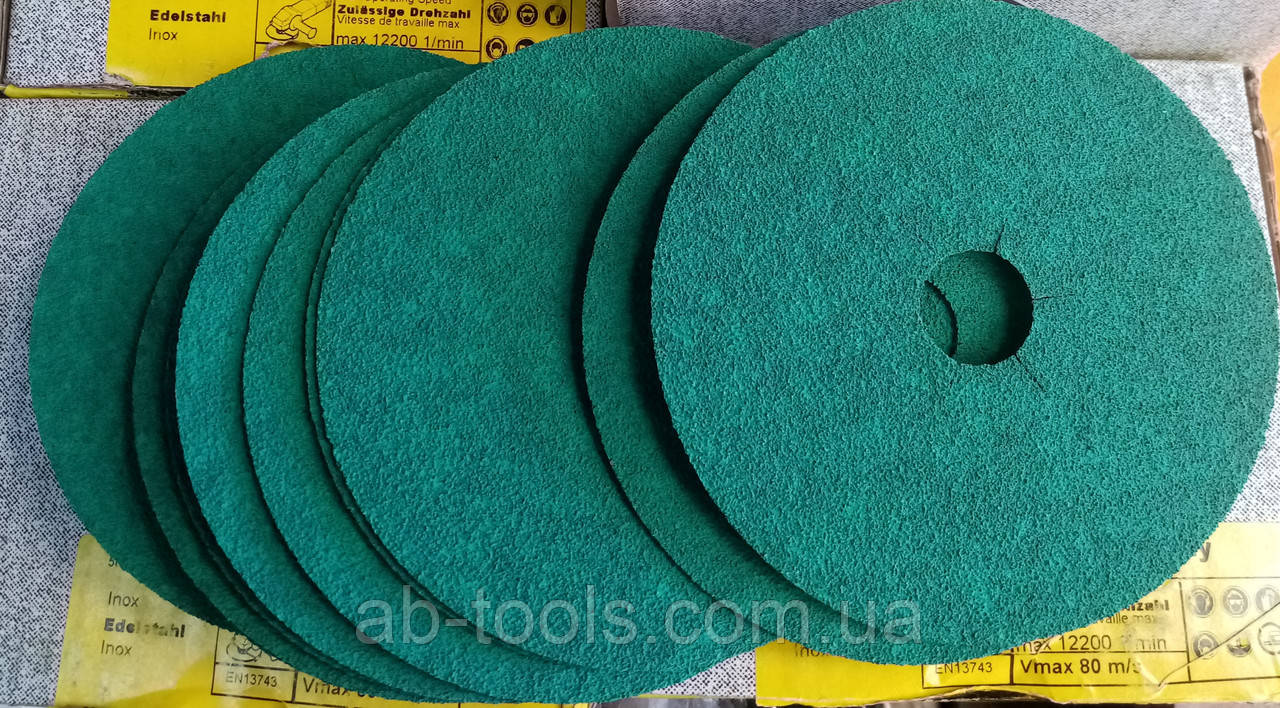Зелений круг 125 мм фібровий Klingspor зерно 40 зачистний
