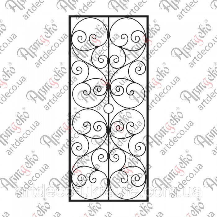 Кована решітка на вікна 785х1830 КОМПЛЕКТ ЕЛЕМЕНТІВ, фото 1