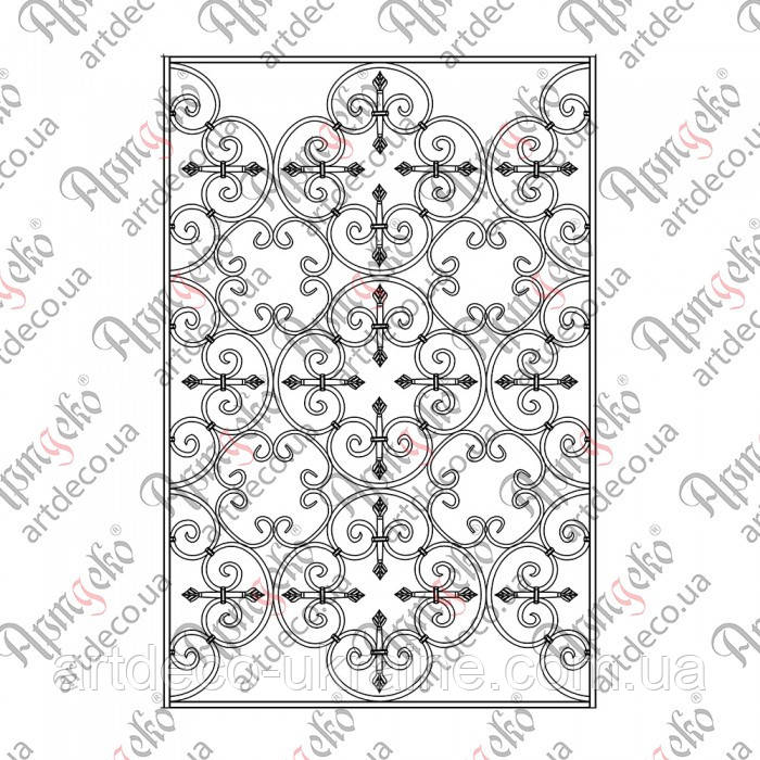Кована решітка 1360х2000 КОМПЛЕКТ ЕЛЕМЕНТІВ, фото 1