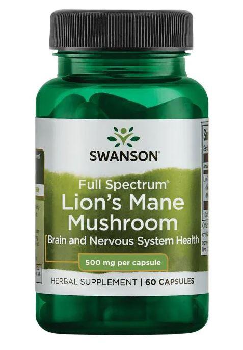 Swanson Lion's Mane Mushroom 500 mg, Ожина гребінчаста (60 капс.)