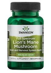 Swanson Lion's Mane Mushroom 500 mg, Ожина гребінчаста (60 капс.)