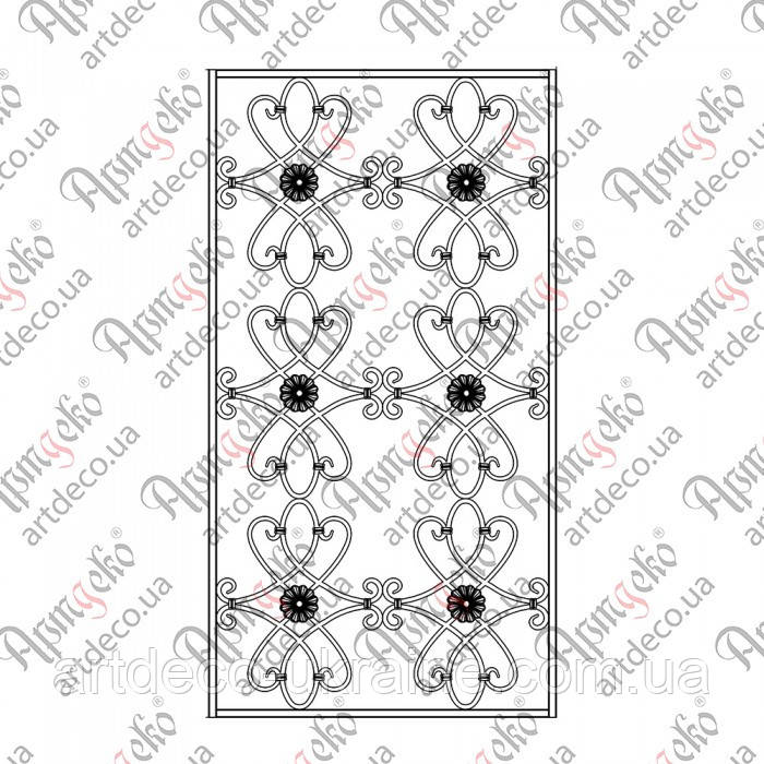 Ковані грати на вікна 875х1630 КОМПЛЕКТ ЕЛЕМЕНТІВ, фото 1