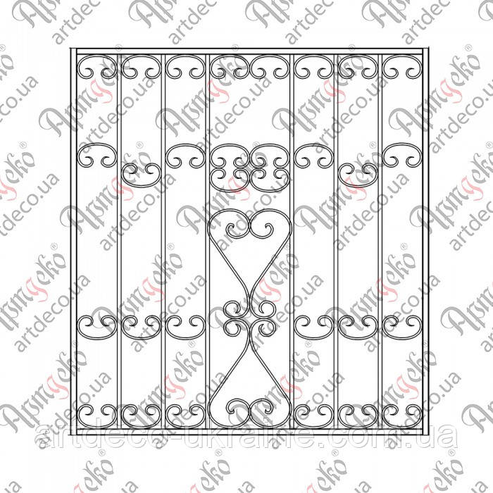 Кована решітка на вікно 1110х1200 КОМПЛЕКТ ЕЛЕМЕНТІВ, фото 1