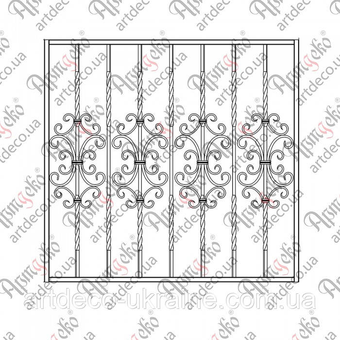 Кована решітка 1040х990. КОМПЛЕКТ ЕЛЕМЕНТІВ, фото 1