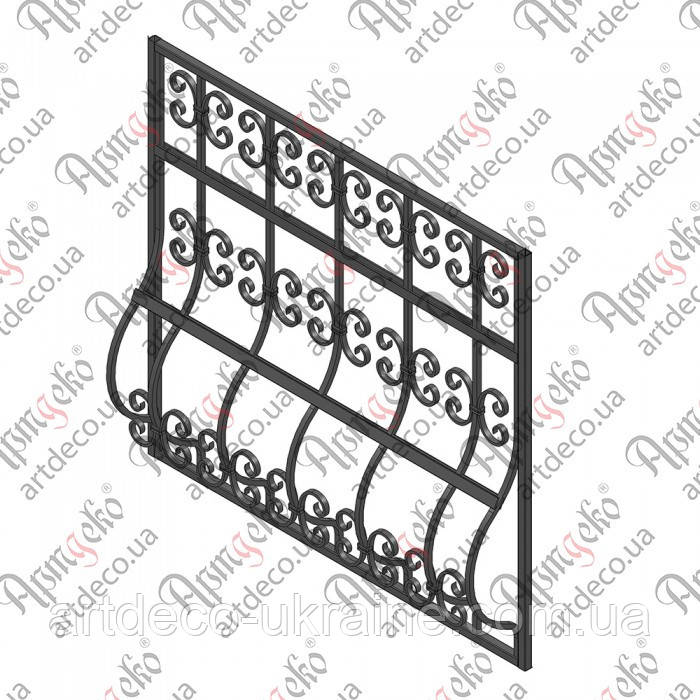 Кована решітка для вікон 1040х990. КОМПЛЕКТ ЕЛЕМЕНТІВ, фото 1