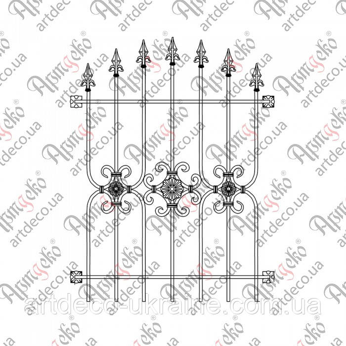 Кована решітка 800х1085 КР-40. КОМПЛЕКТ ЕЛЕМЕНТІВ, фото 1