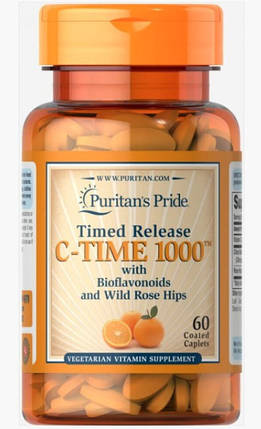 Вітамін С Puritan's Pride C-TIME 1000 Time Release 60 таб, фото 1