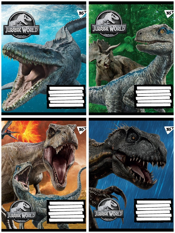 Зошит в лінію 96 л Yes Jurassic World. Genetic failure А5 мікс 4 дизайну (765410)