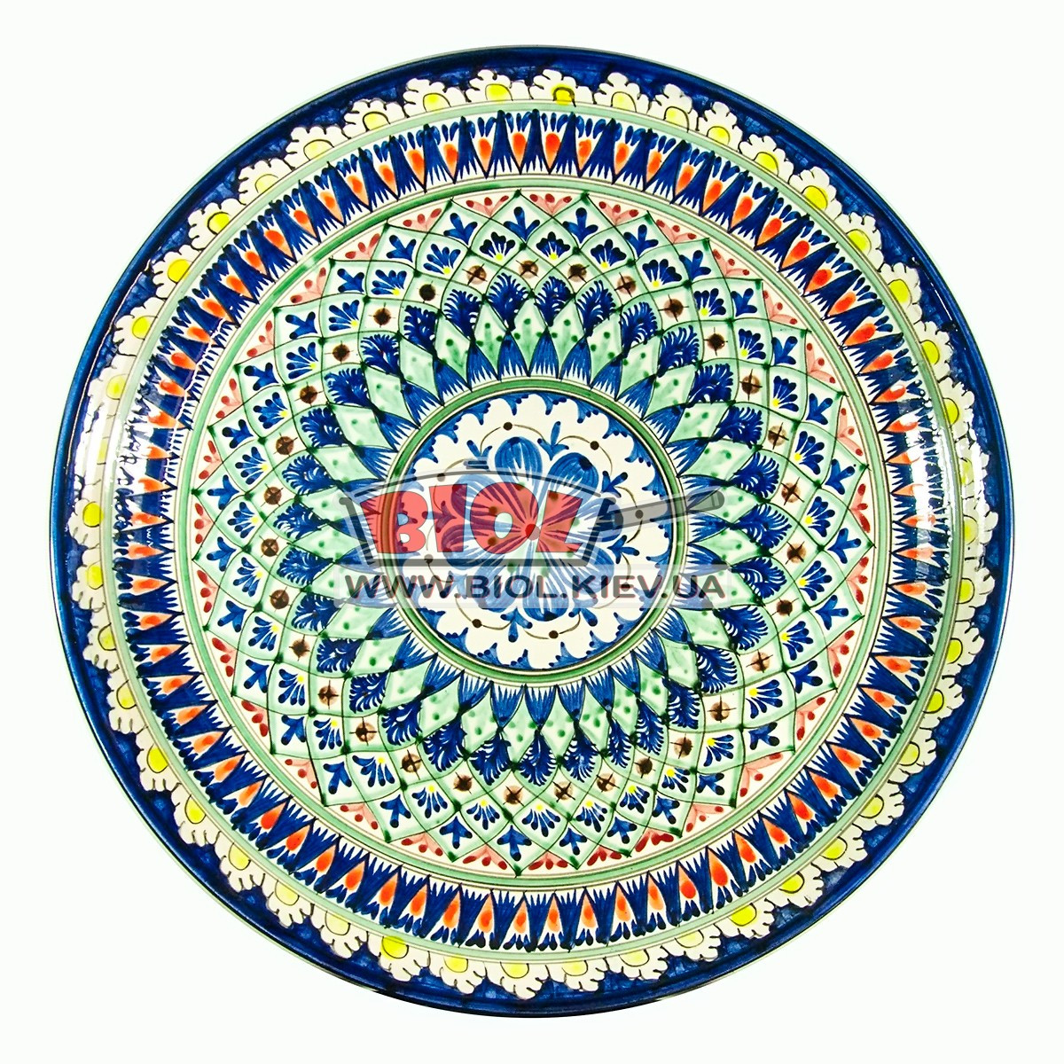 Ляган (вузбекська тарілка) 37х4 см для подавання плову керамічний (ручний розпис) (варіант 36), фото 1