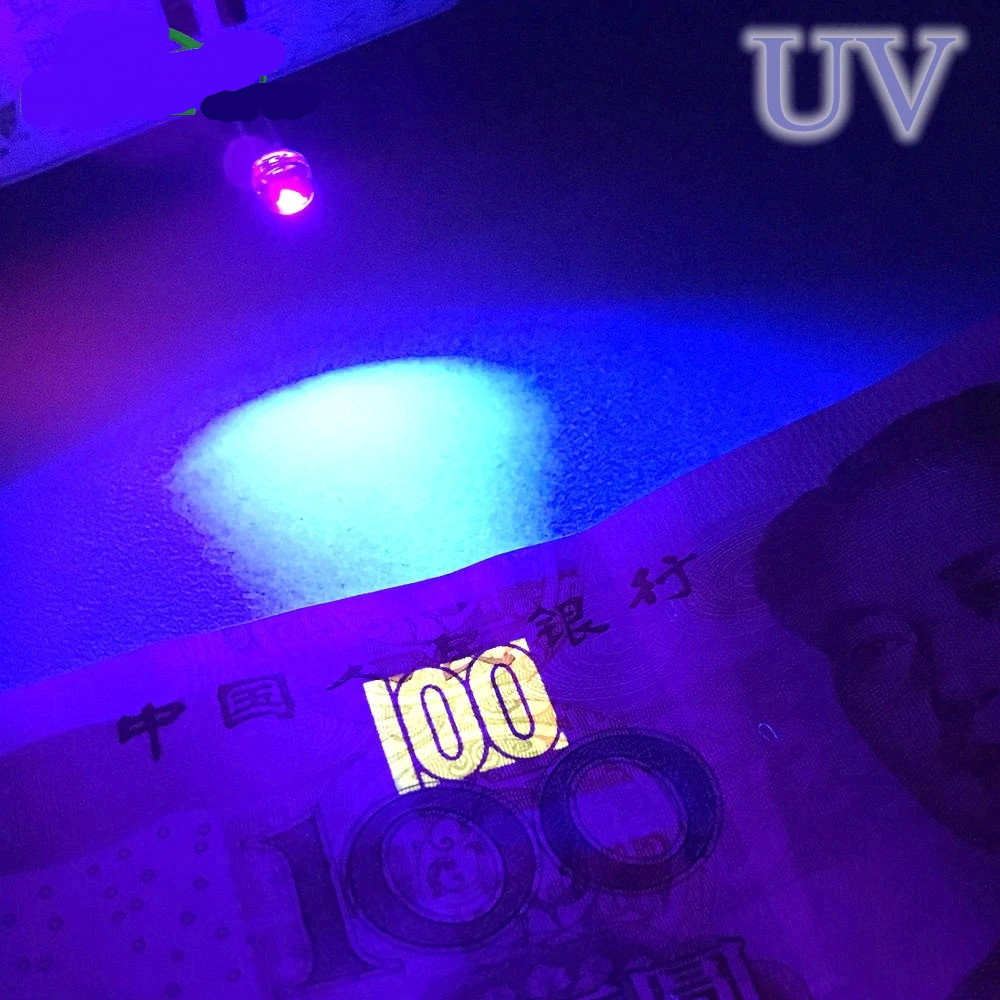 Фіолетовий, фіолетовий, УФ, UV світлодіод 5 мм. "Солом'яний капелюх" кут світіння 120-140 градусів
