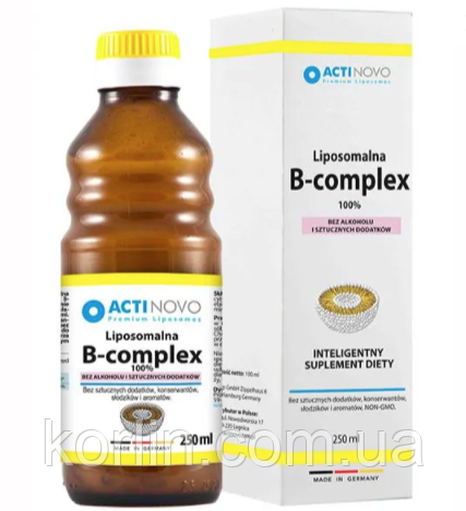 Липосомальный Вітамінний Комплекс Групи В Actinovo Liposomal B-Complex 250 мл Німеччина Доставка з ЄС