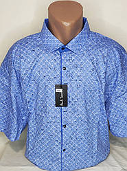 Чоловіча батальна теніска Paul Smith vk-0115 блакитна у візерунок стрейч коттон Туреччина з коротким рукавом