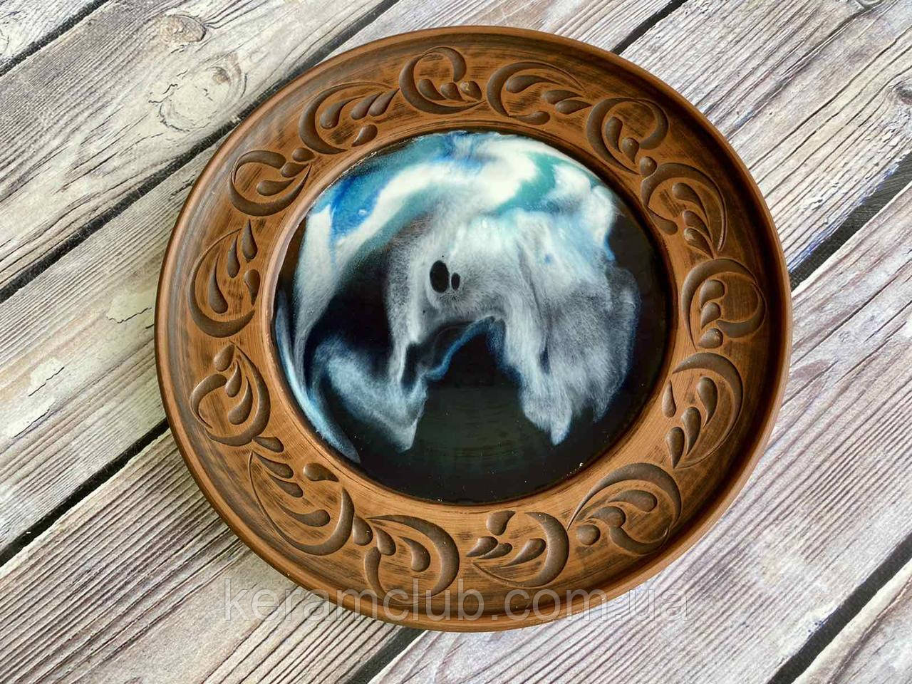 Тарілка з червоної глини ЕпоЕко Ангел з епоксидним покриттям d 24 см