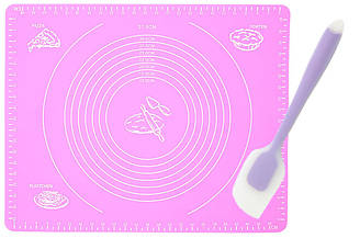 Набір антипригарний килимок силіконовий Малиновий і лопатка з антипригарним покриттям (vol-1256)
