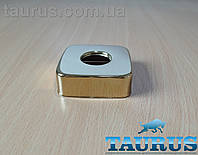 Золотой квадратный декоративный фланец ThermoPulse CUBE 60x60 h20 d25мм (3/4") Gold чашка, розета, отражатель