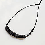 Набір прикрас кольє і браслет в чорному металі з розкішними чорними кристалами грецький орнамент, фото 2