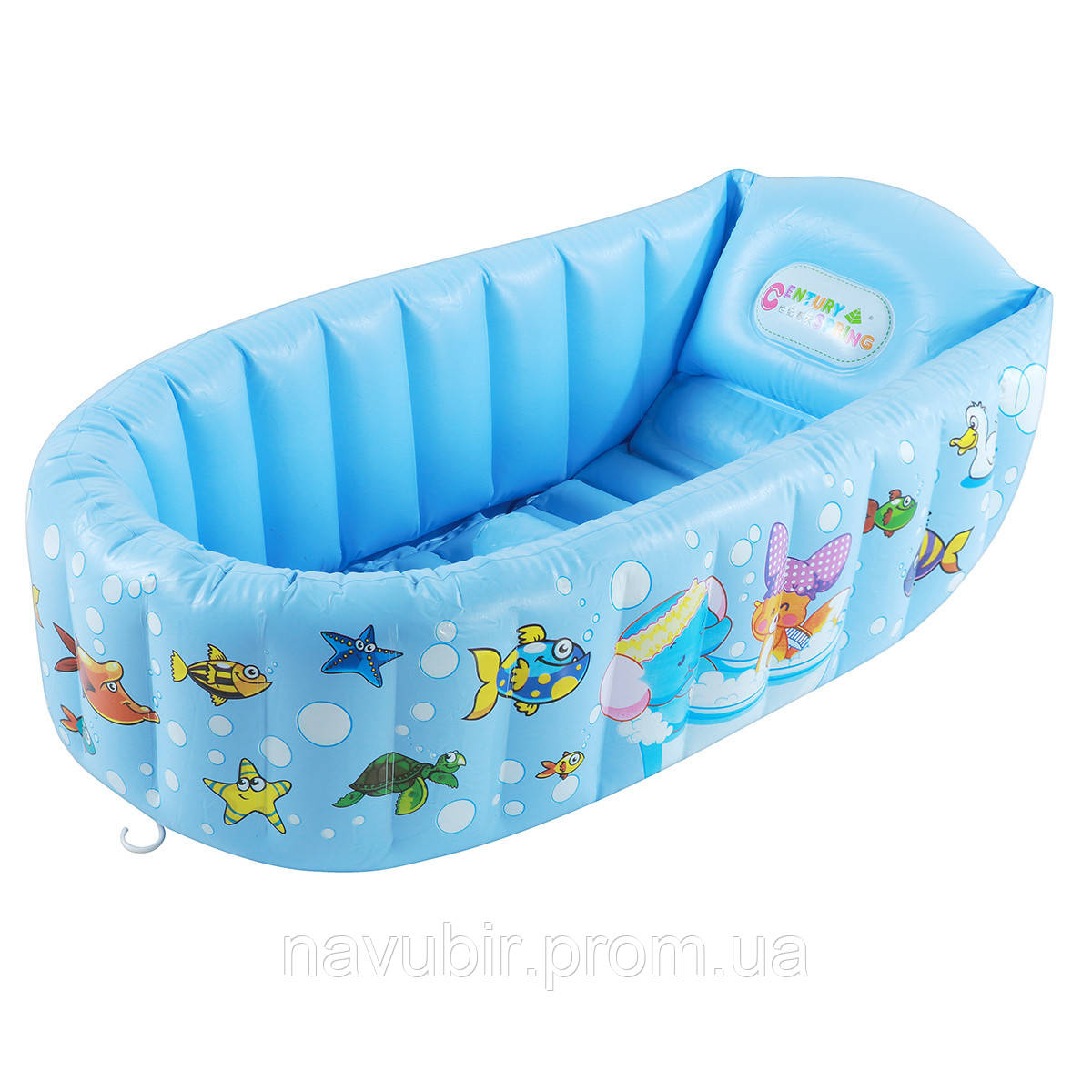 Детская ванночка для купания малыша Century spring с насосом, Голубая надувная для детей 90х55 см (NV) - фото 1 - id-p1432009485