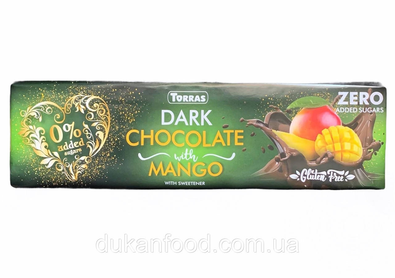 Шоколад без цукру і глютену темний з Манго Torras, 300 г, фото 1