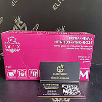 Сертифіковані рукавички Рожеві без пудри, не стерильні супер якості VitLux 100 шт!