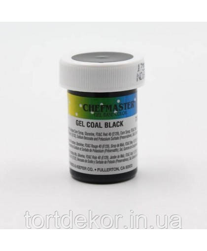Гелевий пастоподібний барвник Chefmaster Чорний Coal Black, 28 г, фото 1