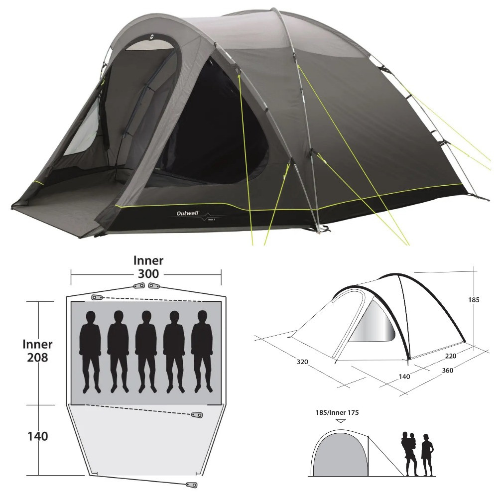 Намет Outwell Haze 5 Grey (111160) кемпінговий п'ятимісна