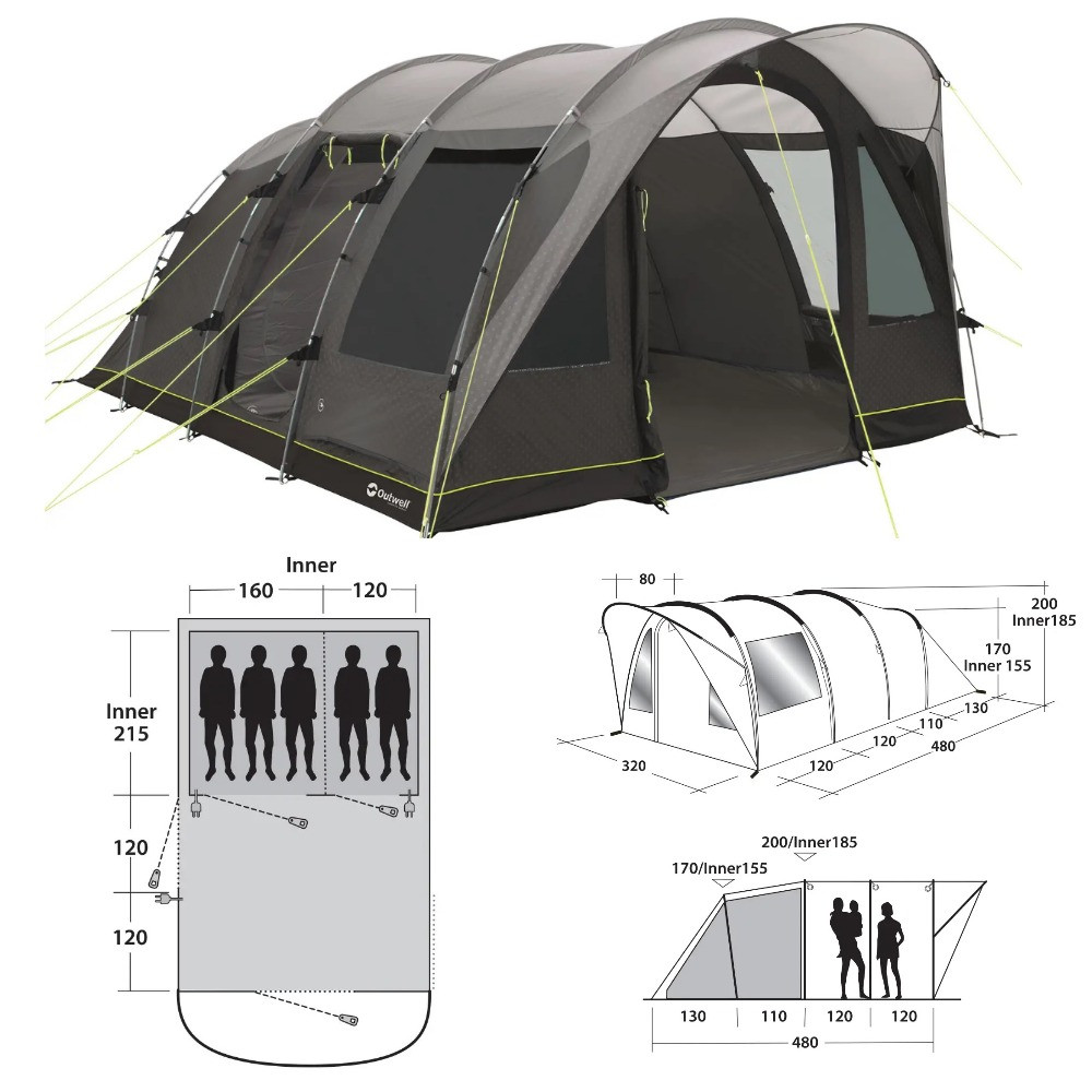 Намет Outwell Lawndale 500 Grey (111163) кемпінговий п'ятимісний