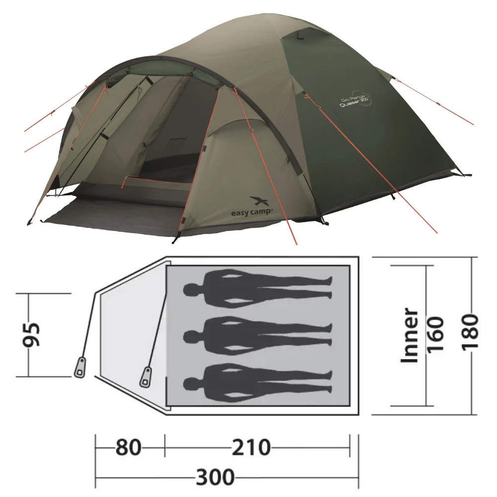 Намет тримісний Easy Camp Quasar 300 Rustic Green (120395)
