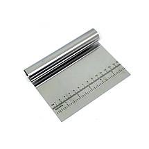 Шпатель  шкребок кондитерський з лінійкою з нержавіючої сталі 150х120 мм, фото 2