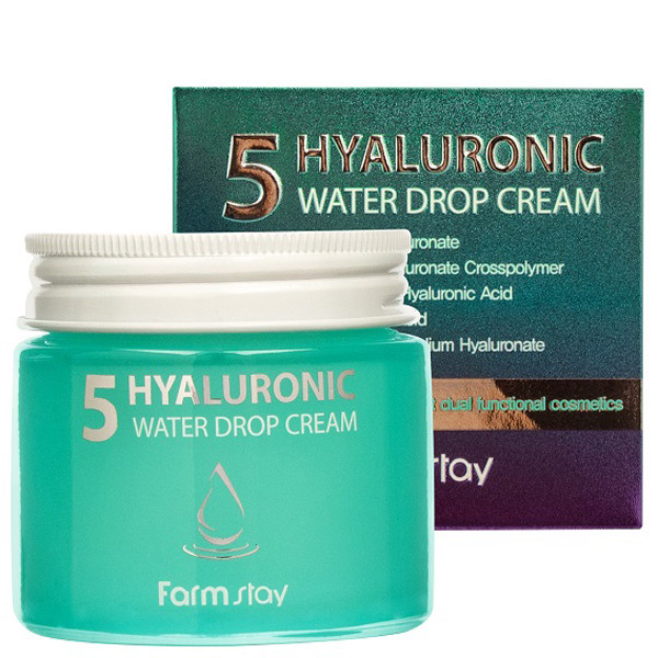 FarmStay 5 Hyaluronic Water Drop Cream Екстразволожувальний крем із п'ятьма видами гіалуронової кислоти 80 мл