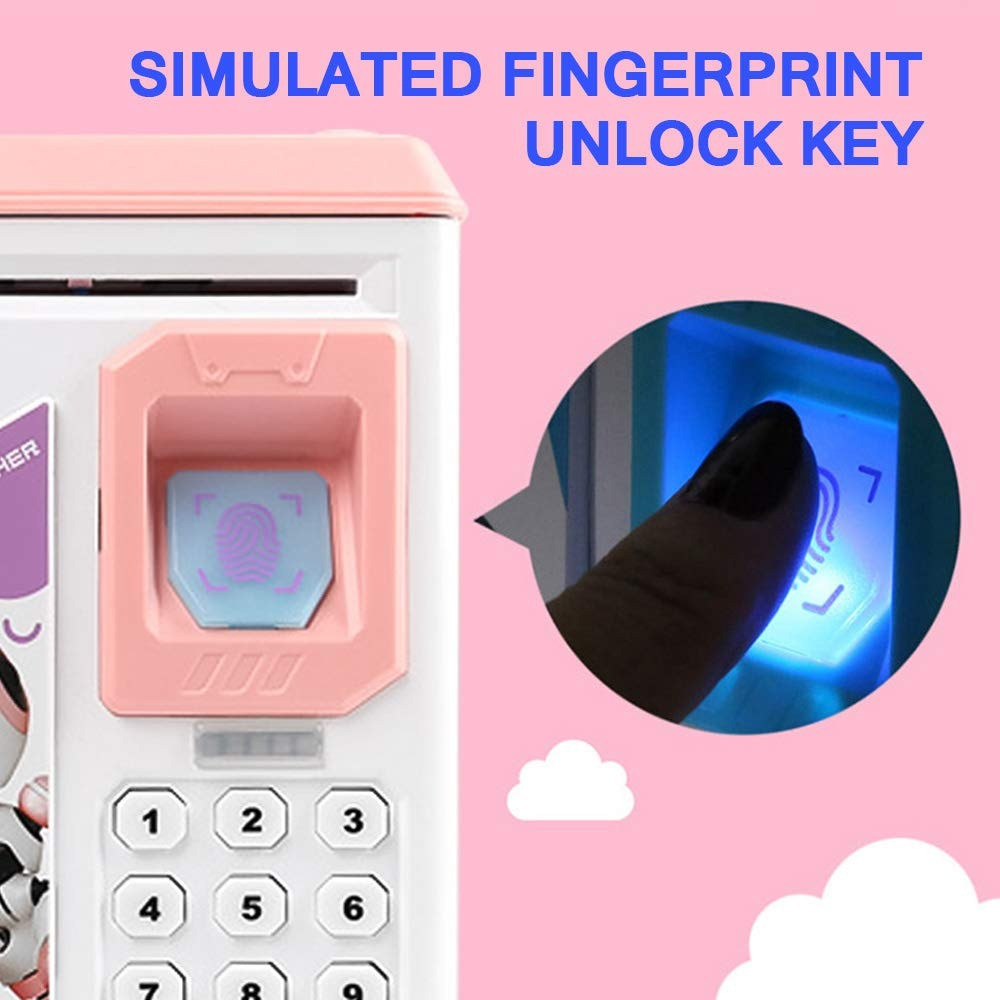 Игрушечный детский сейф с электронным кодовым замком для детей Fingerprint копилка детская (Розовая) (ST) - фото 3 - id-p1102412247