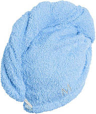 Рушник-тюрбан для сушіння волосся, 100 бавовна блакитна, фото 3