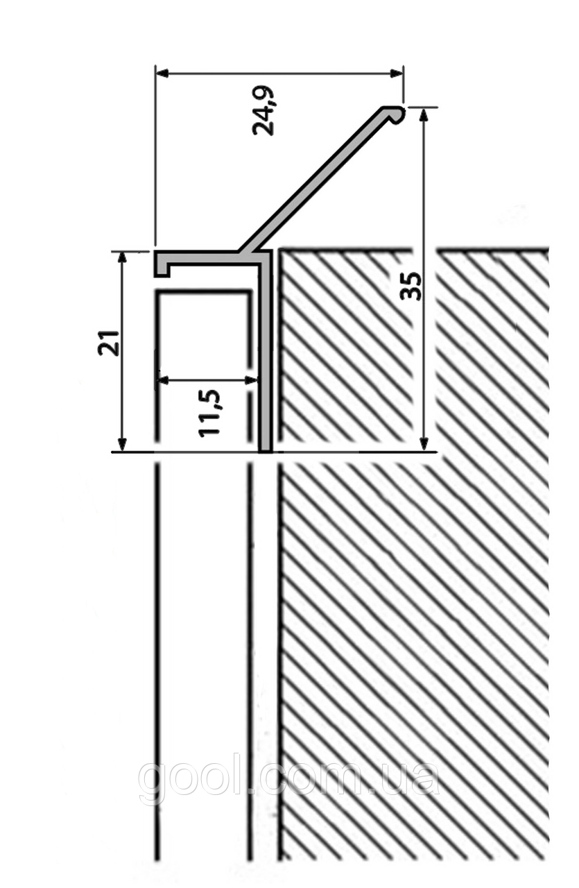 Капельник алюминиевый на цоколь фундамент отлив под плитку козырёк длина 2,7 м.п коричневый RAL 8019 - фото 2 - id-p1432126143