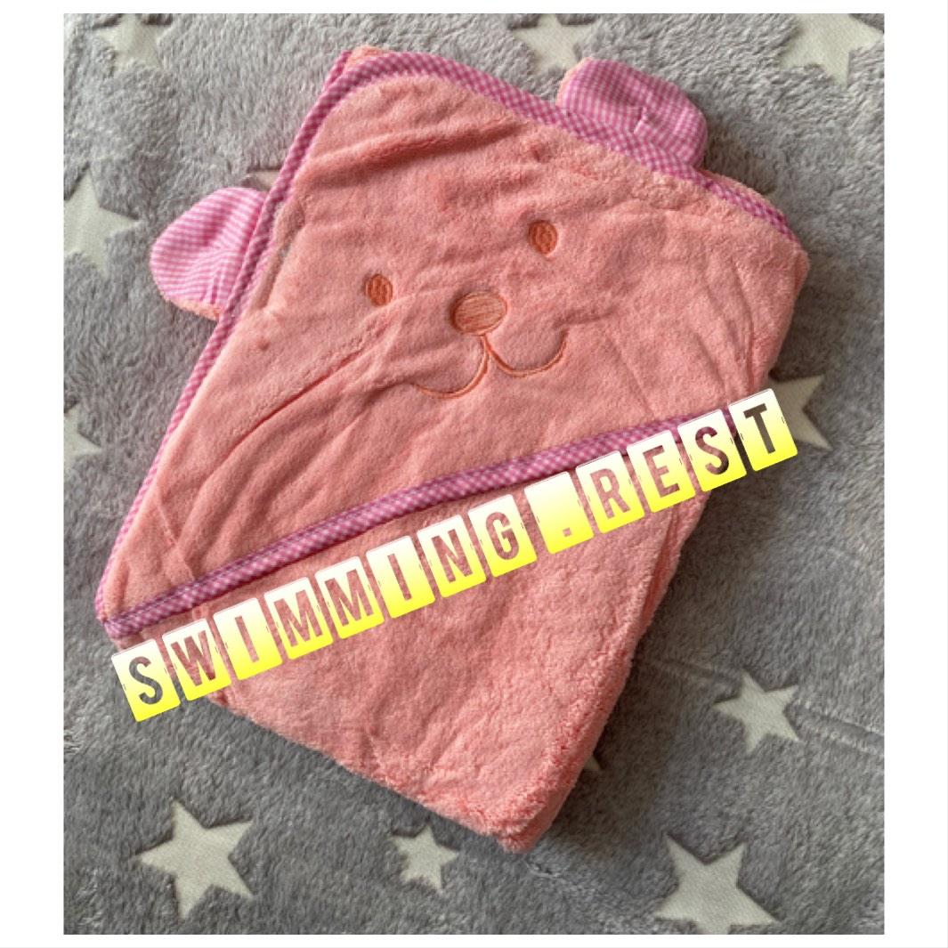 Куточок рушник для купання дитячий мікрофібра 90*90 см Рожевий, фото 1