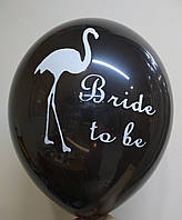 Повітряні кулі чорні Фламінго, латексні кульки з написом Bride to Be та малюнком, 12" 30 см Китай поштучно