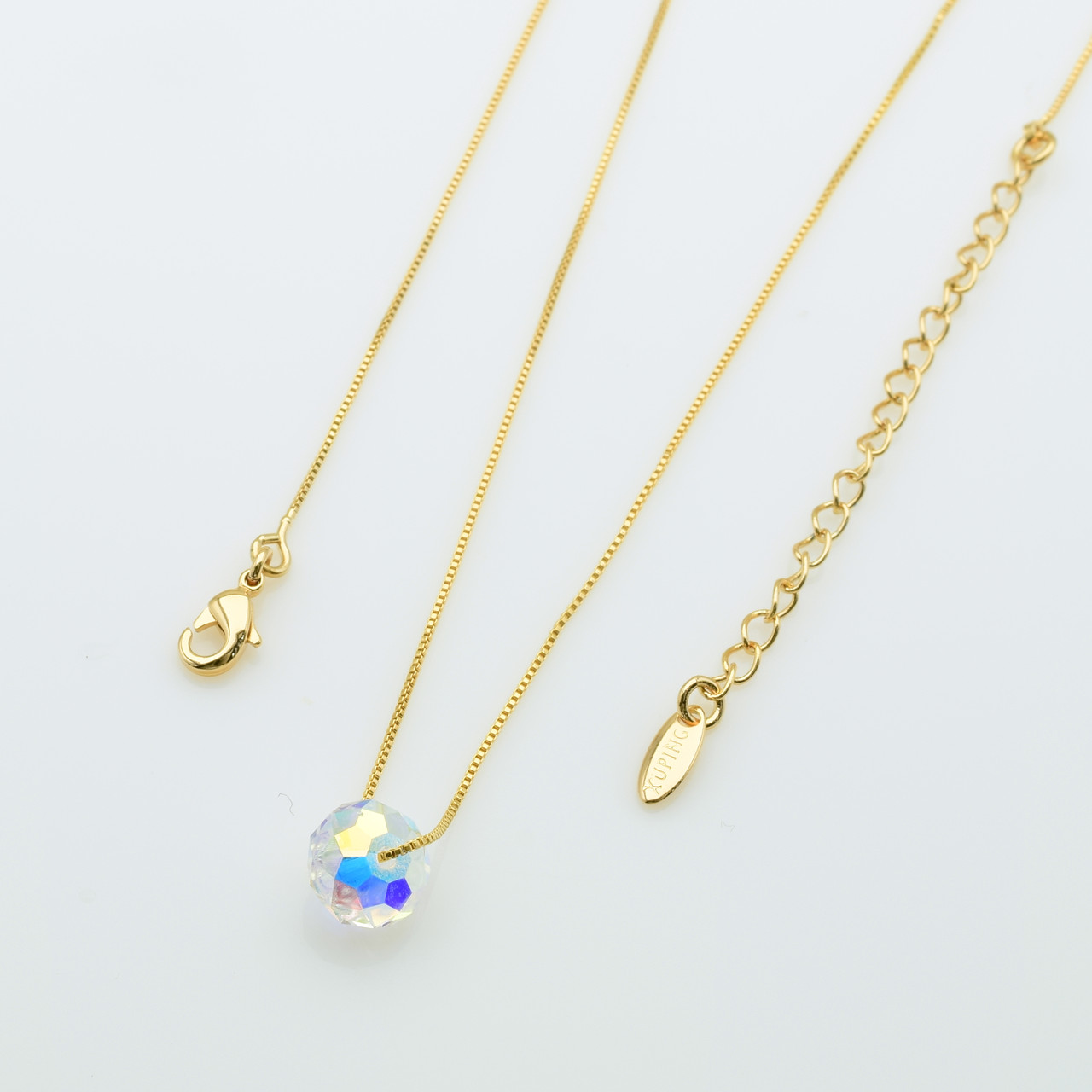 XUPING Кольє Позолота 18к Довжина 43+5см, Ширина 0.1см, Кулон Swarovski Висота 0.8см, Ширина 0.6см