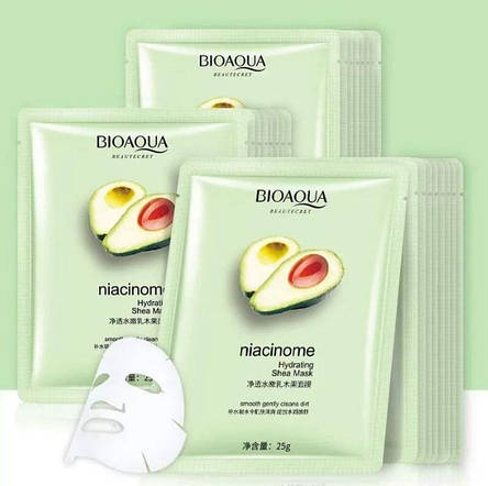 Маска для обличчя Bioaqua з екстрактом авокадо і маслом ши Niacinome Hydrating Shea Mask, 25г, фото 2