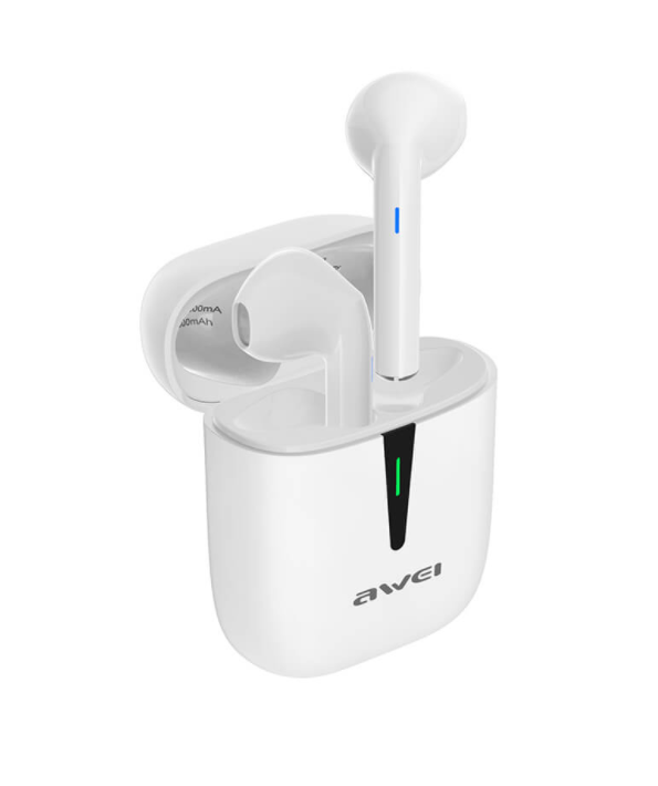 Бездротові навушники з мікрофоном сенсорні навушники в кейсі AWEI Bluetooth Sport T21 TWS Білий, фото 1